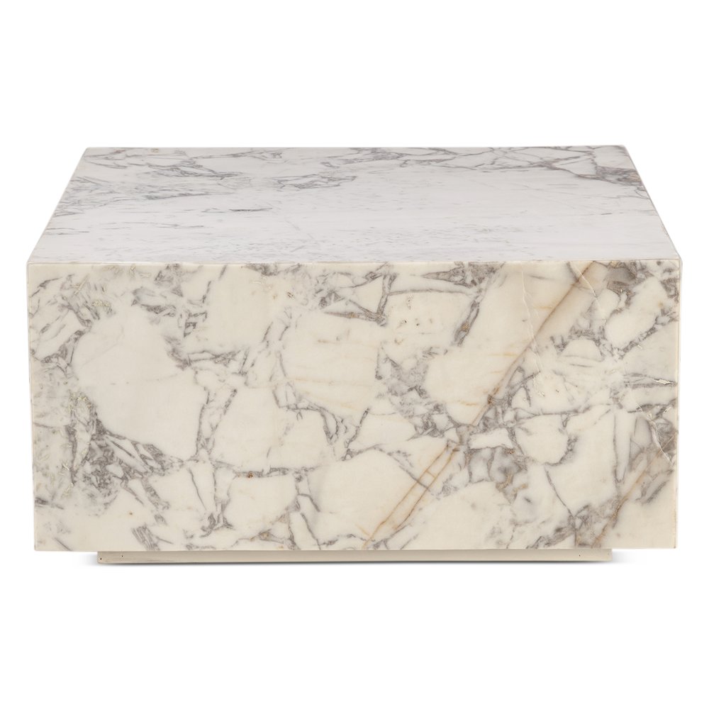 Giza 32" Drum Coffee Table in Alabaster Marble