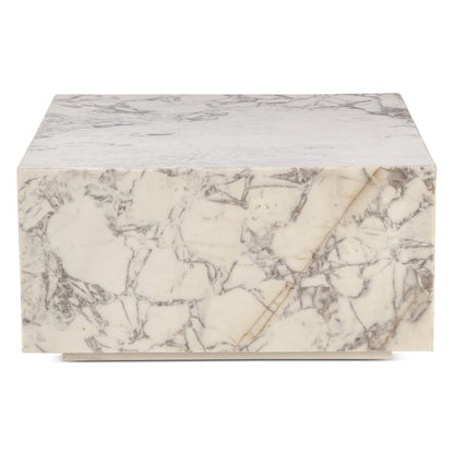 Giza 32" Drum Coffee Table in Alabaster Marble