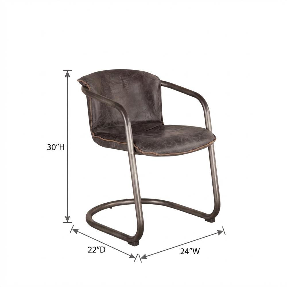 Leather Upholstered Dining Chair, Distressed Accent Chair for Dining Room,Black