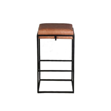 Melbourne 17" Cognac Top-Grain Leather Backless Counter Stool