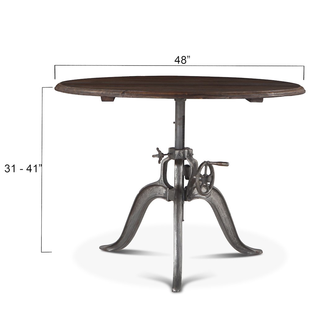 Artezia 48" Height Adjustable Round Dining Table in Weathered Teak