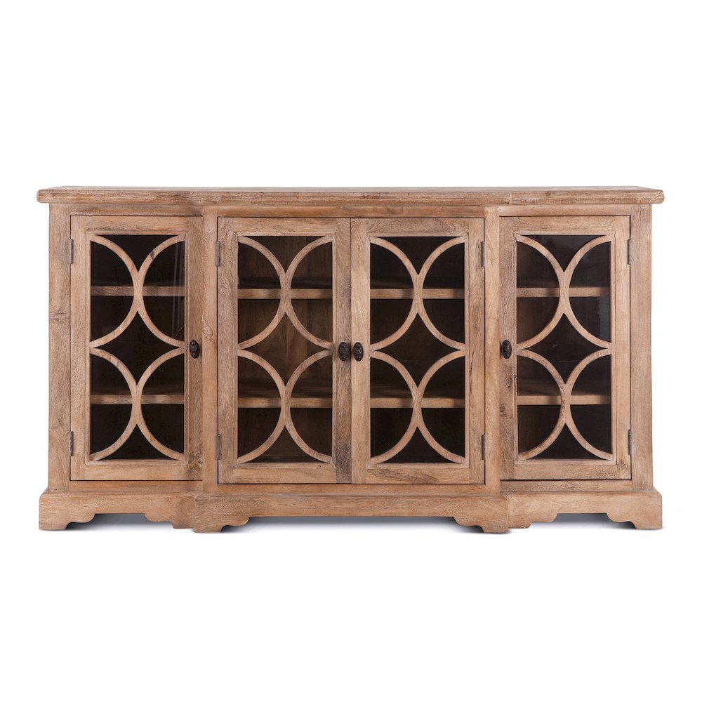 Pengrove 75" Glass Cabinet in Antique Oak Finish