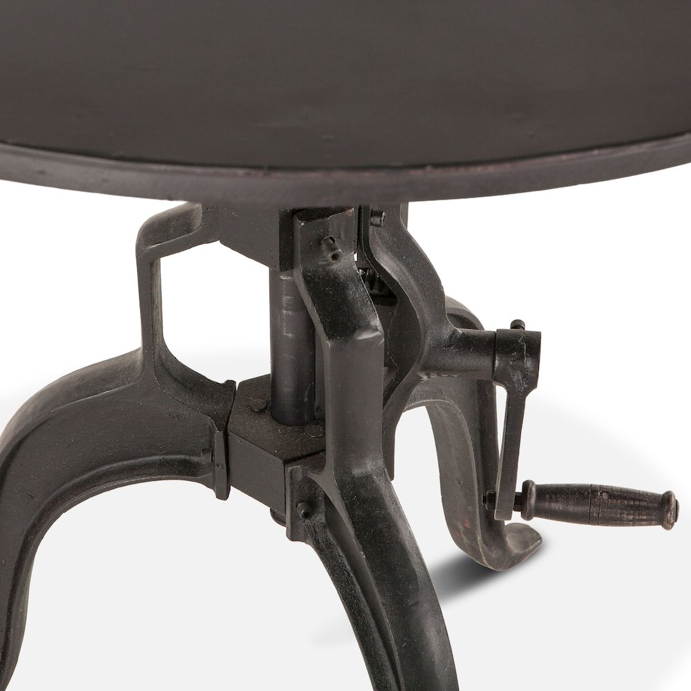 Artezia 36" Height Adjustable Crank Side Table in Matte Black Cast Iron