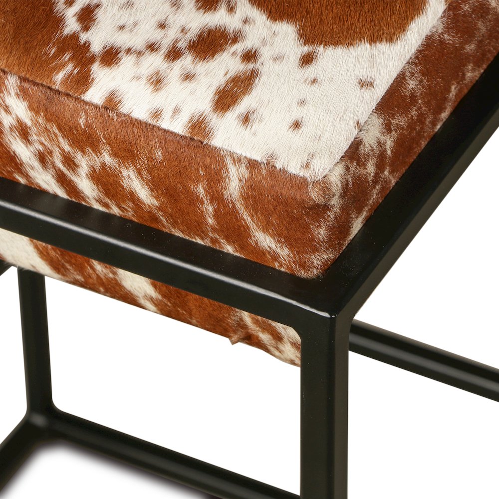 Melbourne 17" Iron and Brown Cowhide Leather Counter Stool