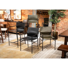 Sutton 20" Counter Armchair in Black Leather and Iron