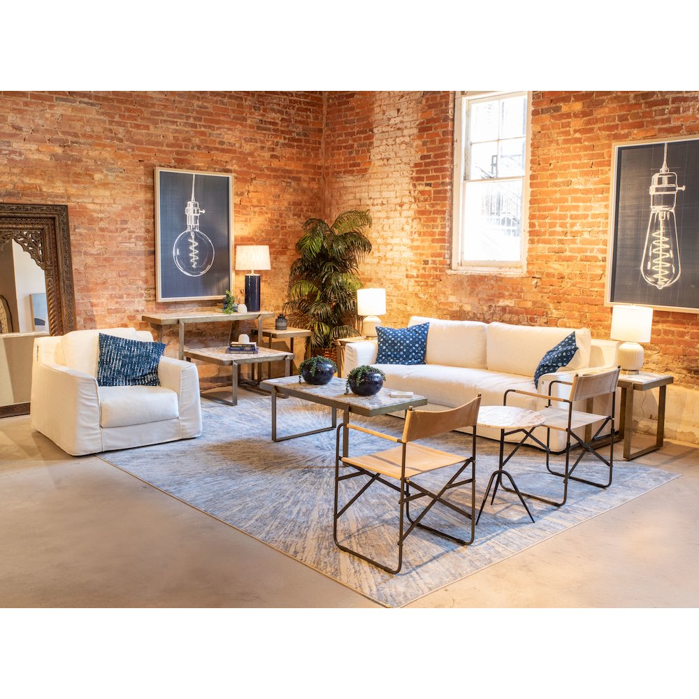 Oliver Sofa in White Linen Slipcover