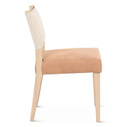 Lila Dining Chair in Durango Stripe Linen and Antique Light Leather