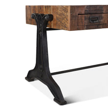 Melbourne Office Desk  in Teak Wood with Natural Marble Inlay