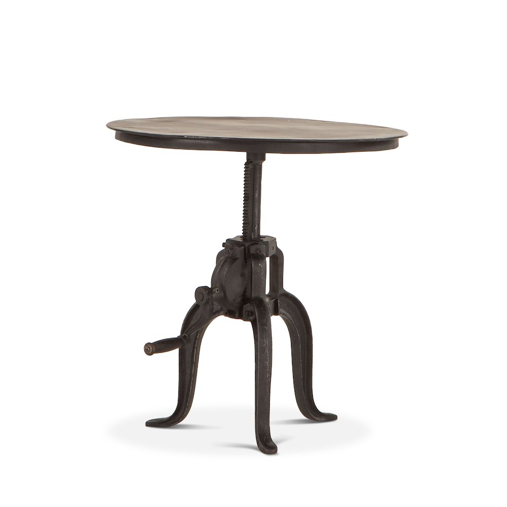 Artezia 24" Height Adjustable Crank Side Table in Matte Black Cast Iron