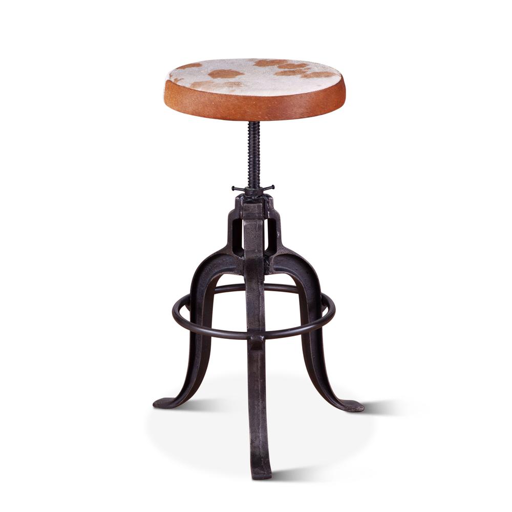 Sterling Industrial Adjusting Barstool in Natural Cowhide