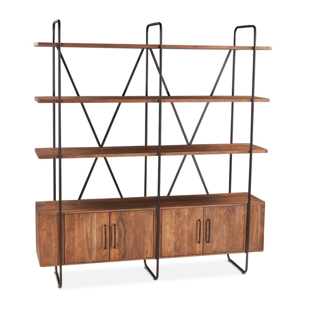 Halden Wide Bookshelf in Pecan Brown