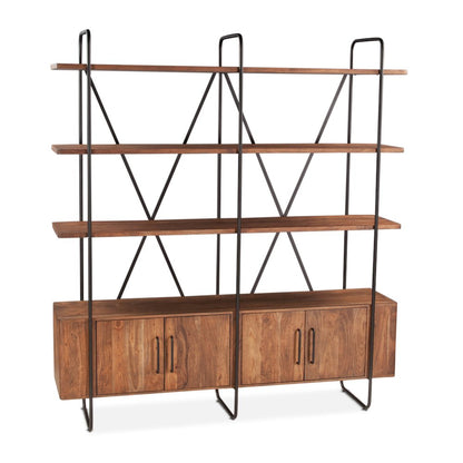 Halden Wide Bookshelf in Pecan Brown