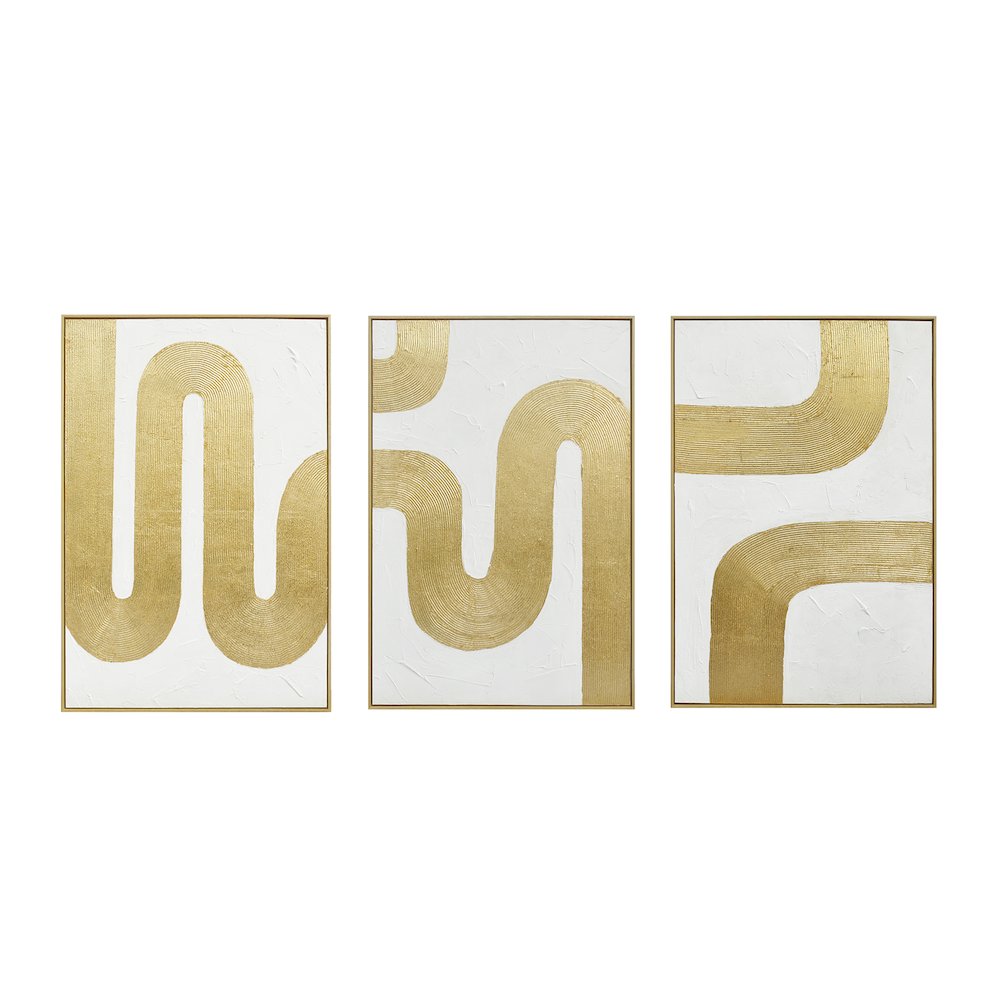 Pulse Pattern Hand Painted Framed Triptych