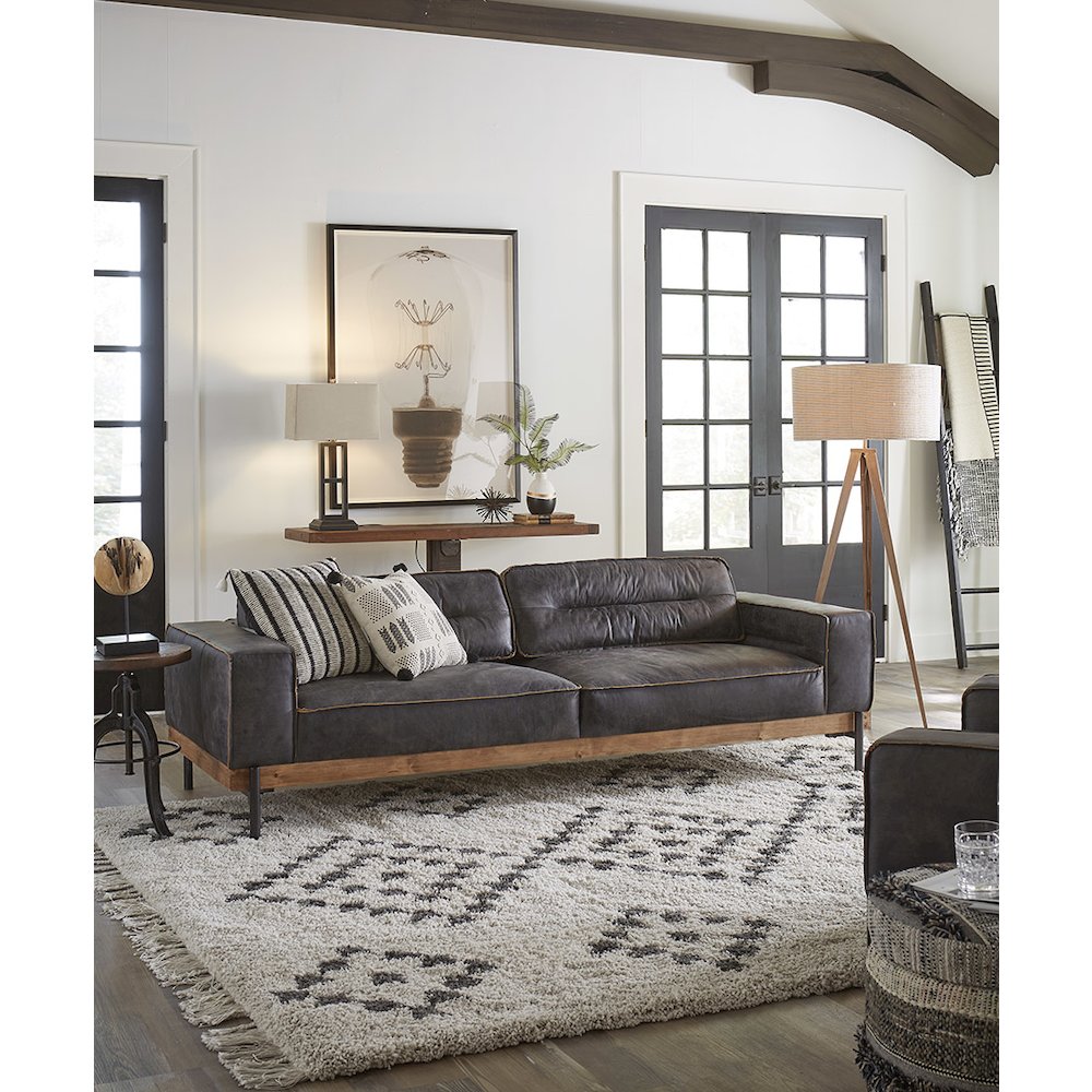 Chiavari Antique Ebony Leather Sofa