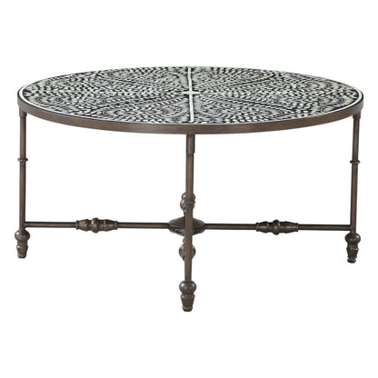 Ozark 40" Coffee Table with Floral Horn Inlay and Iron