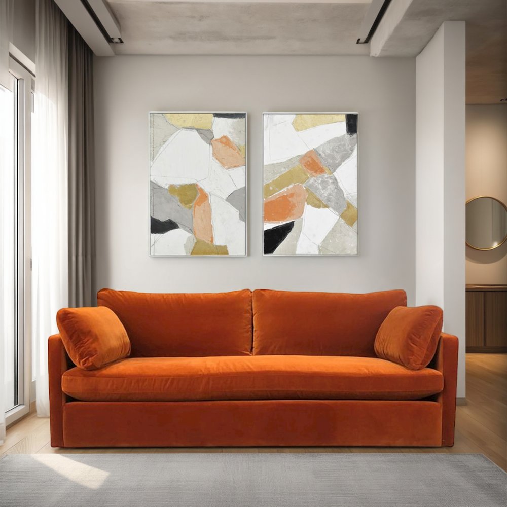 Muted Mosaic 1 Hand Painted Framed Diptych