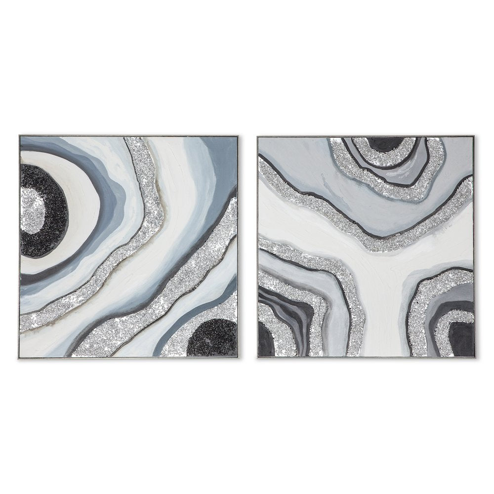 Gemstone Grace Hand Painted Framed Diptych