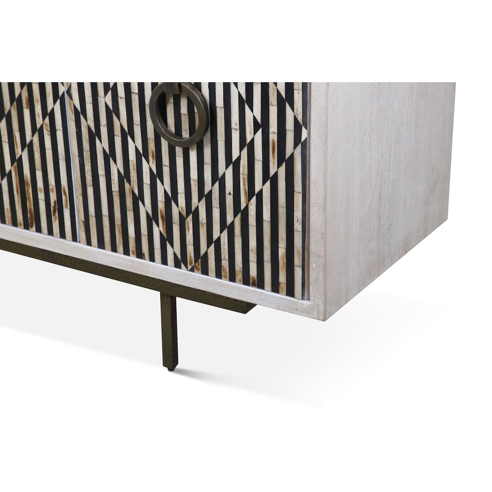 Alexandria 72" Sideboard with Bone, Horn, Wood Inlay on Metal Base