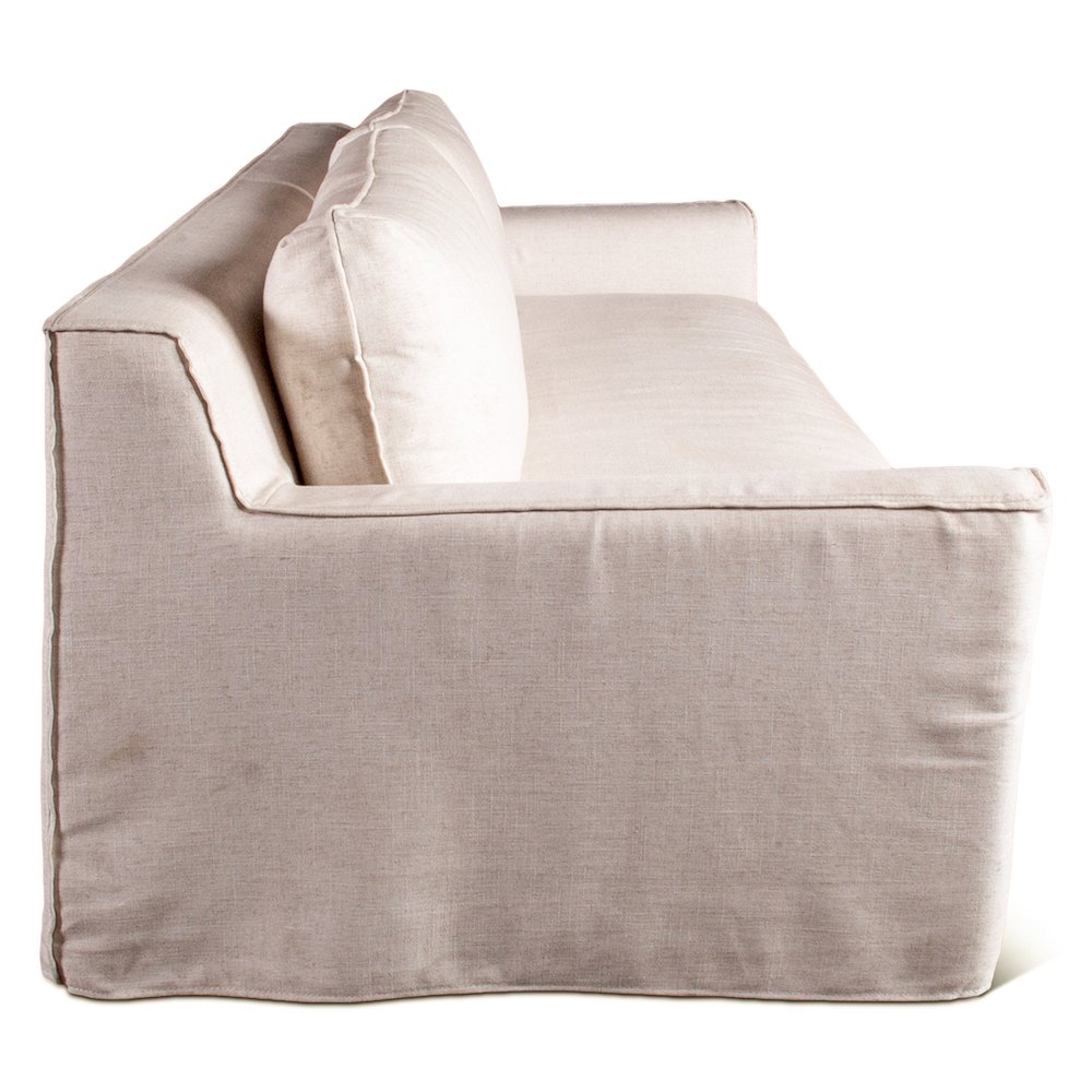Oliver Sofa in White Linen Slipcover