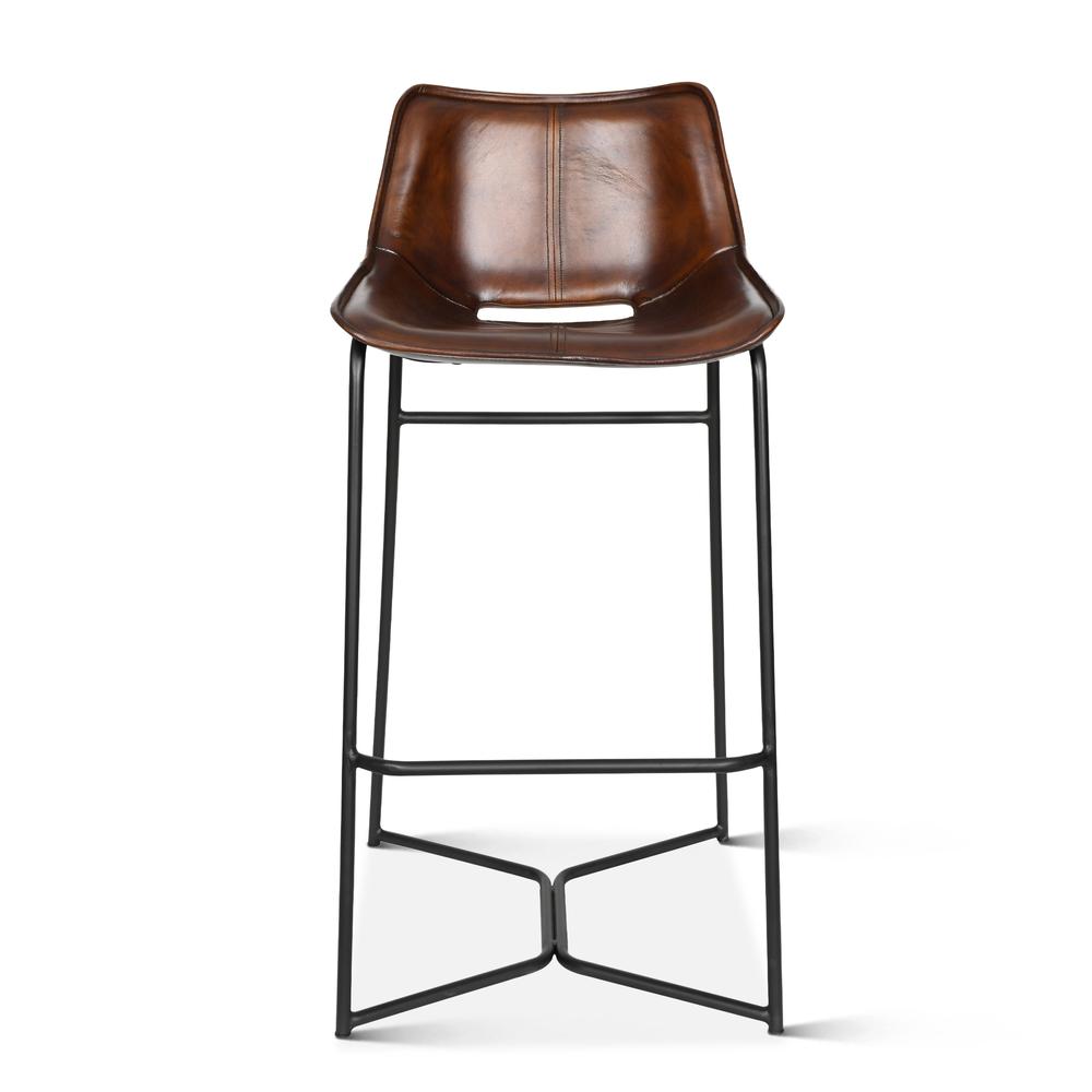 Brisbane Stanley Bar Chair in Hand Washed Chestnut Leather