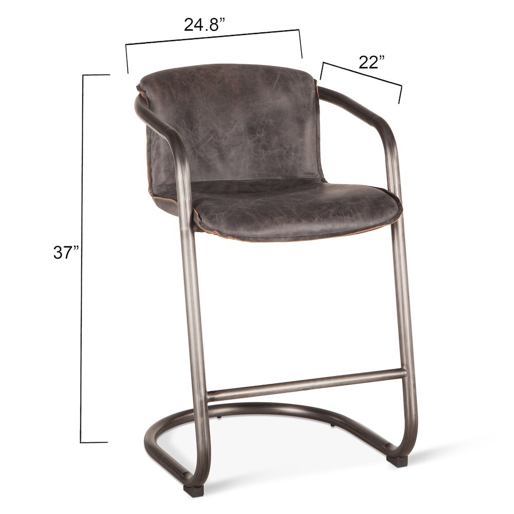 Chiavari Leather Counter Chair in Antique Ebony