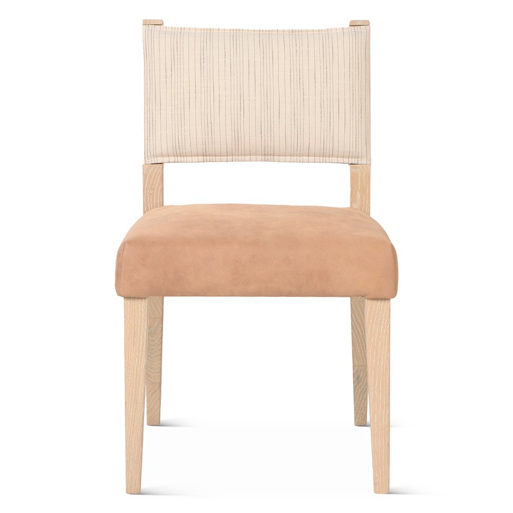 Lila Dining Chair in Durango Stripe Linen and Antique Light Leather