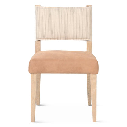 Lila Dining Chair in Durango Stripe Linen and Antique Light Leather