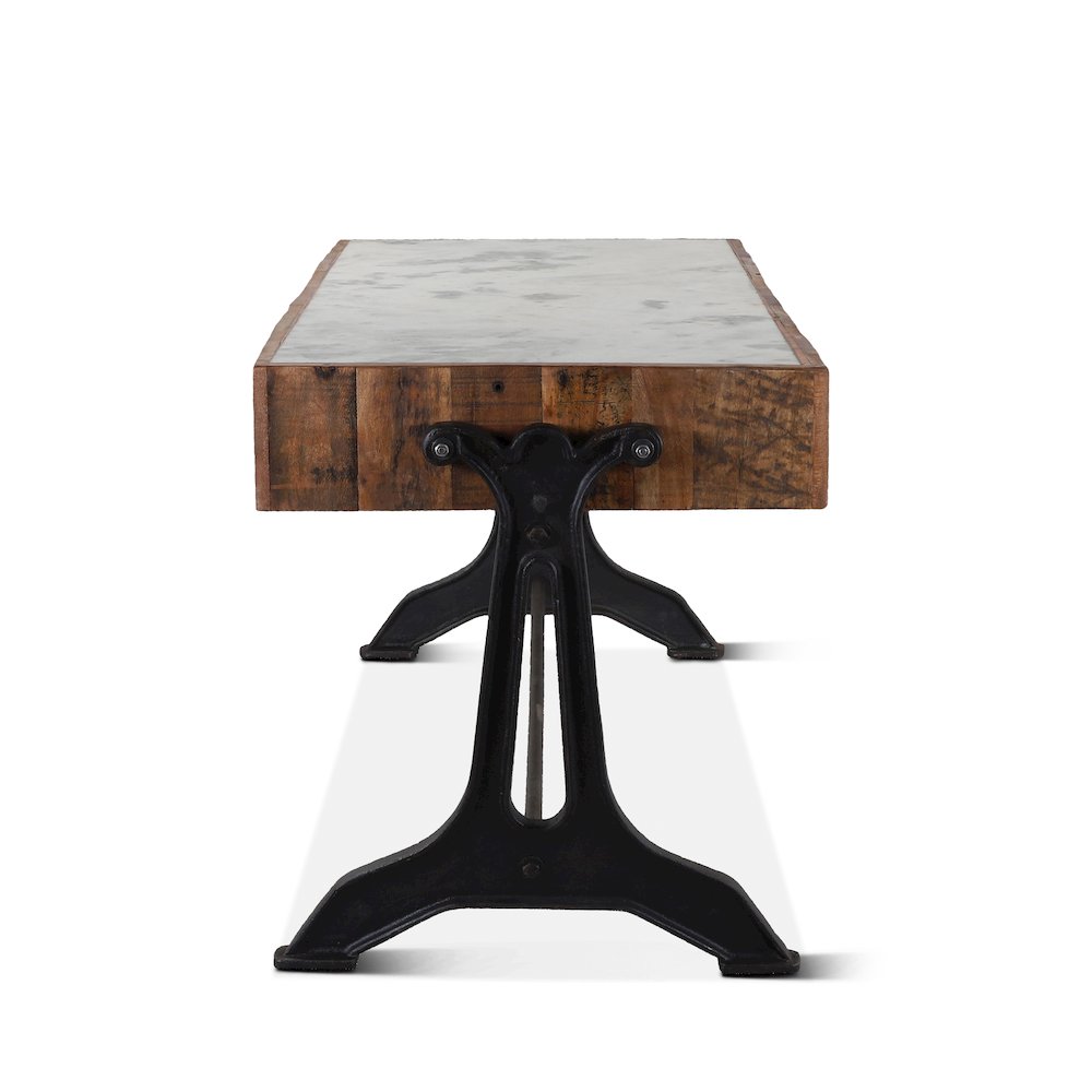 Melbourne Office Desk  in Teak Wood with Natural Marble Inlay