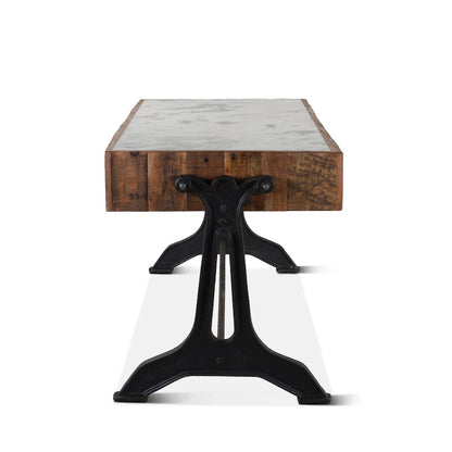 Melbourne Office Desk  in Teak Wood with Natural Marble Inlay