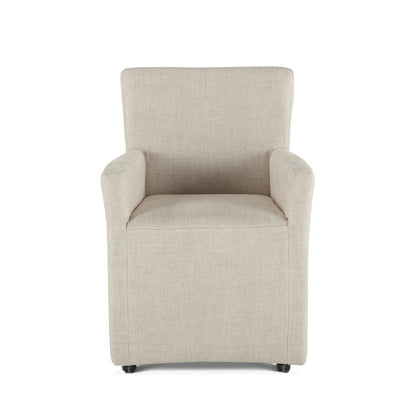 Lily Off-White Linen Wheeled Armchair