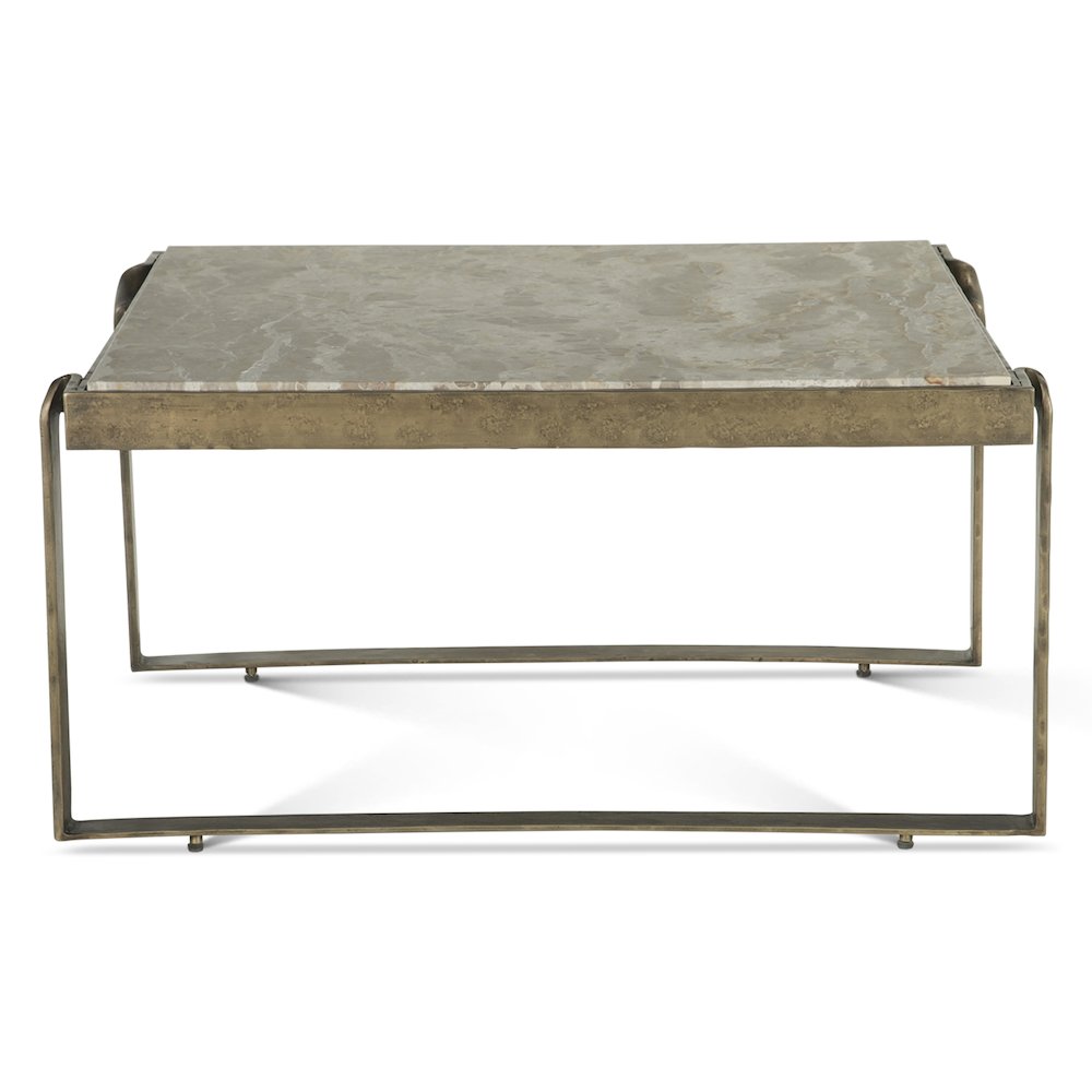 Rhodes 32" Coffee Table with Marble and Antique Brass