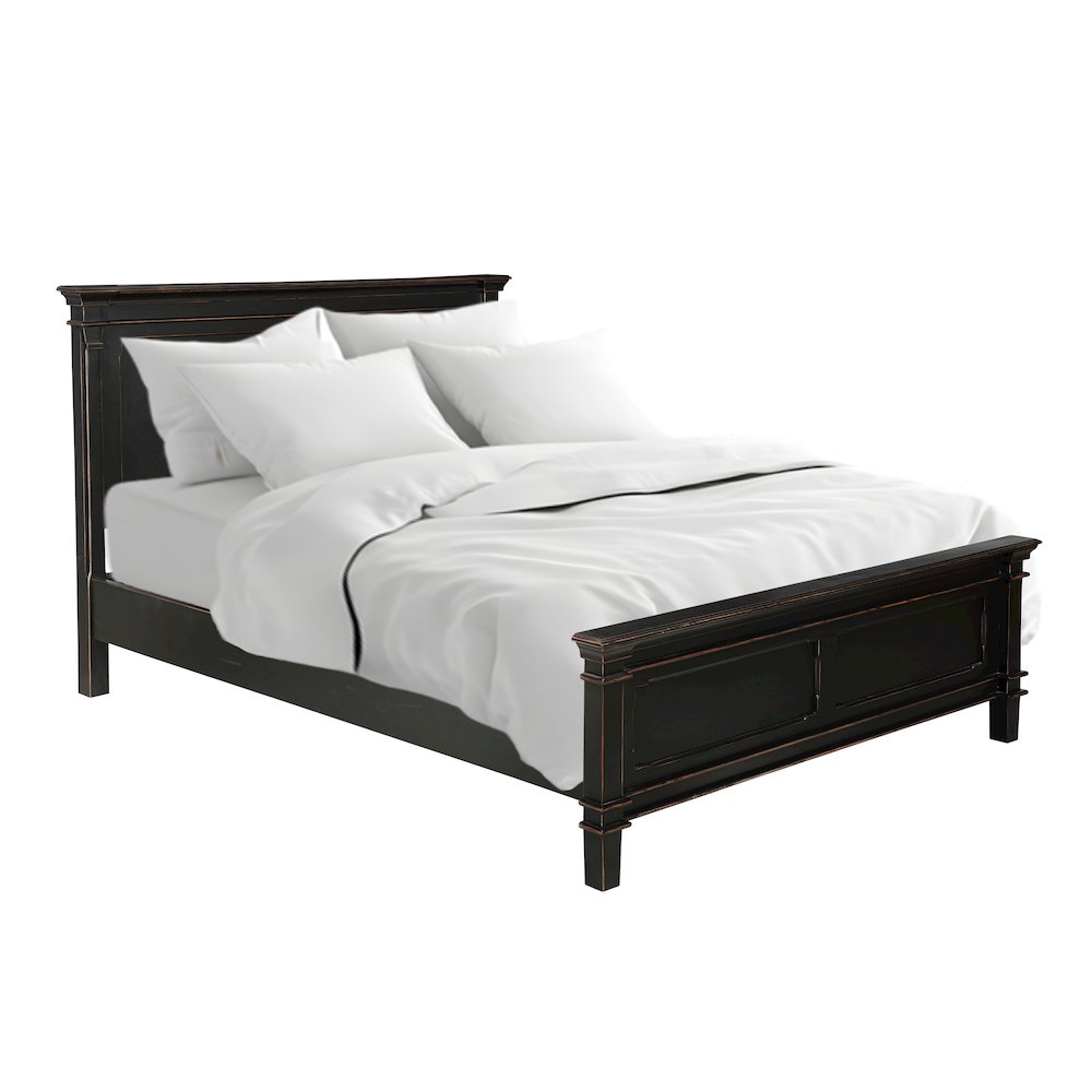 Trento Queen Bed in Distressed Black
