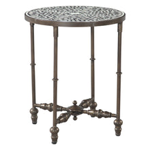 Ozark 20" Side Table with Floral Horn Inlay and Iron