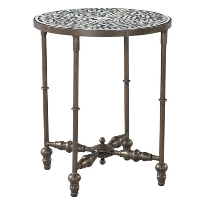 Ozark 20" Side Table with Floral Horn Inlay and Iron