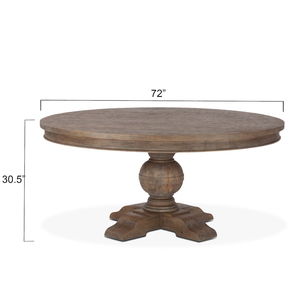 Chatham Downs 72" Round Dining Table in Weathered Teak Finish