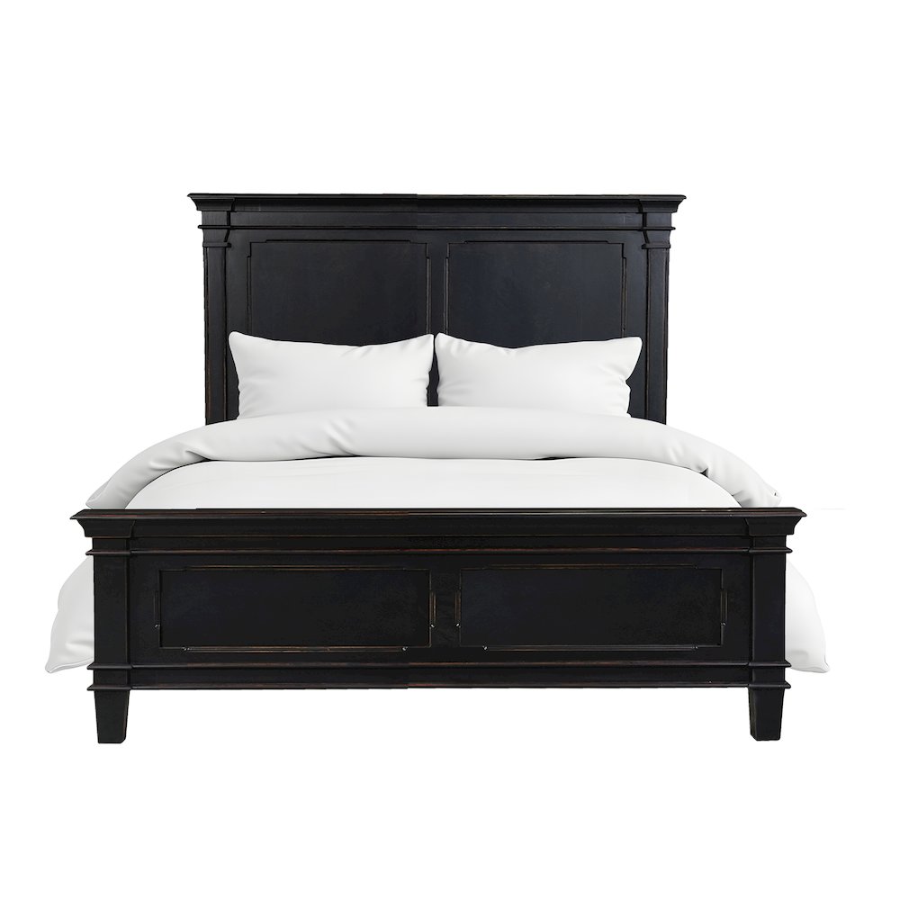 Trento Queen Bed in Distressed Black