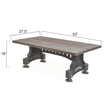 Sterling 53" Coffee Table in Cast Iron and Teak