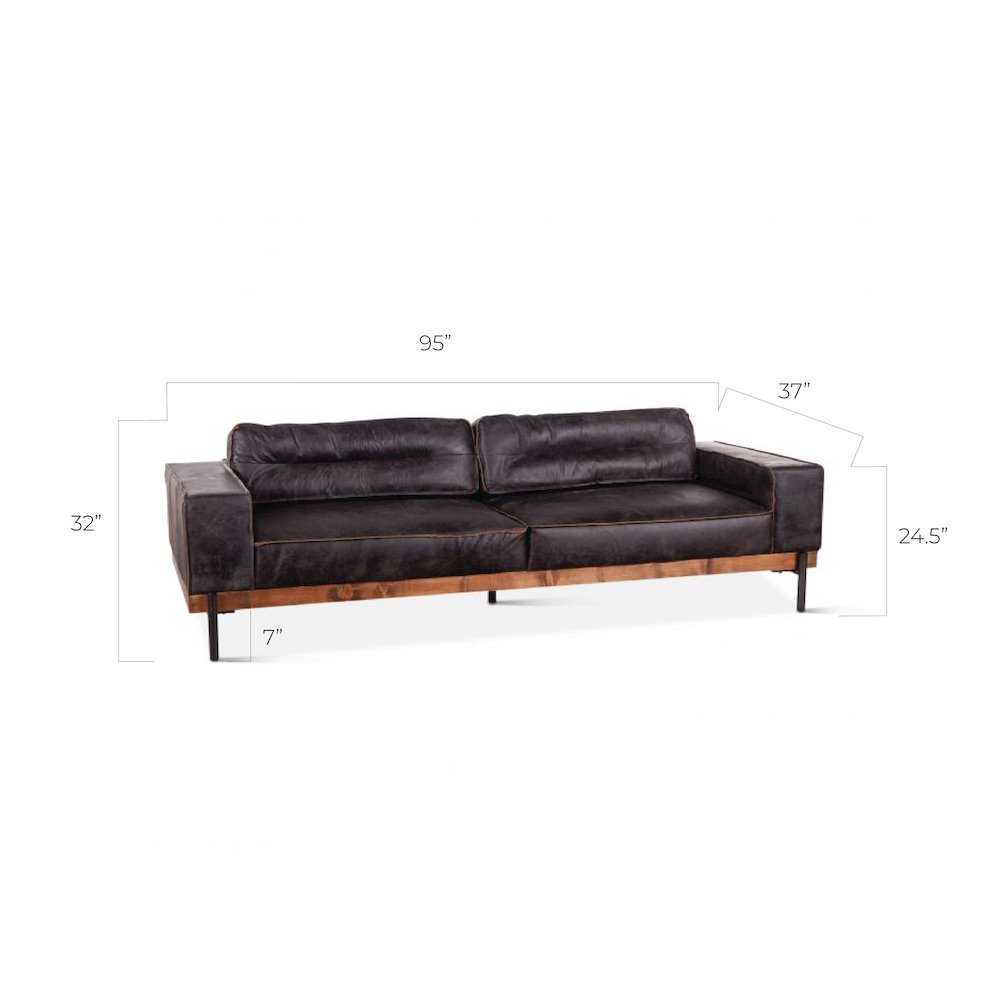 Chiavari Antique Ebony Leather Sofa