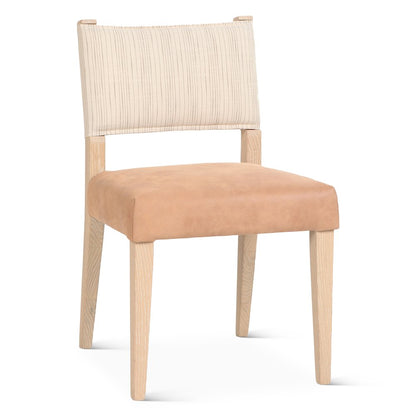 Lila Dining Chair in Durango Stripe Linen and Antique Light Leather