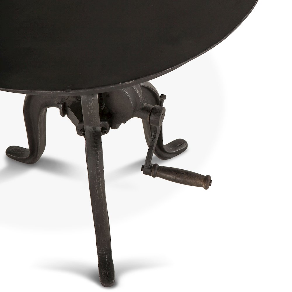 Artezia 24" Height Adjustable Crank Side Table in Matte Black Cast Iron