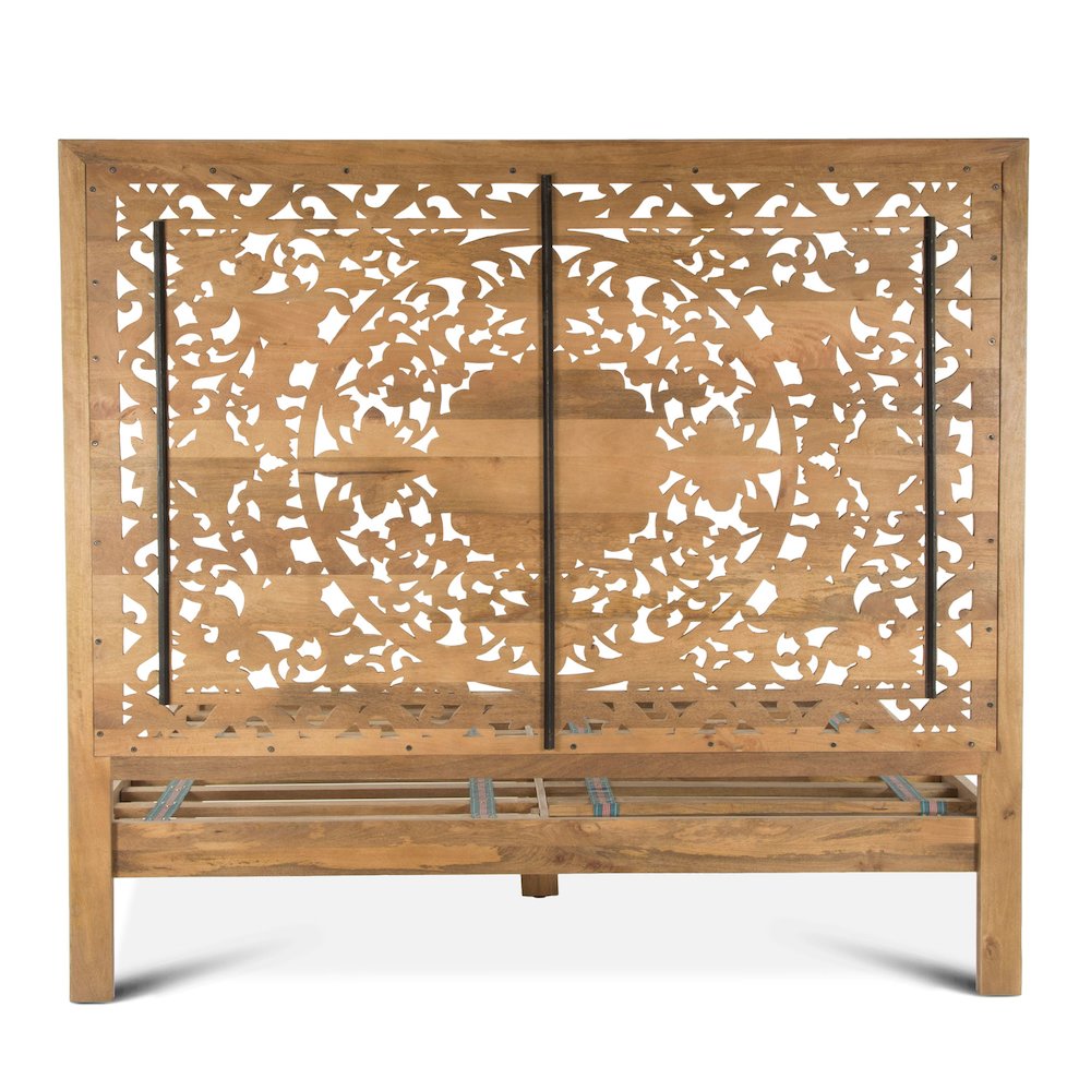 Haveli Carved King Bed in Whitewash Finish