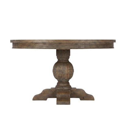 48 Inch Round Dining Table with Solid Wood Top, Dining Room Table,Weathered Teak