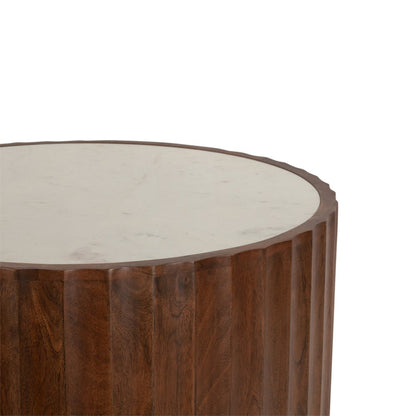 Lisbon Modern White Marble Coffee Table in Matte Brown