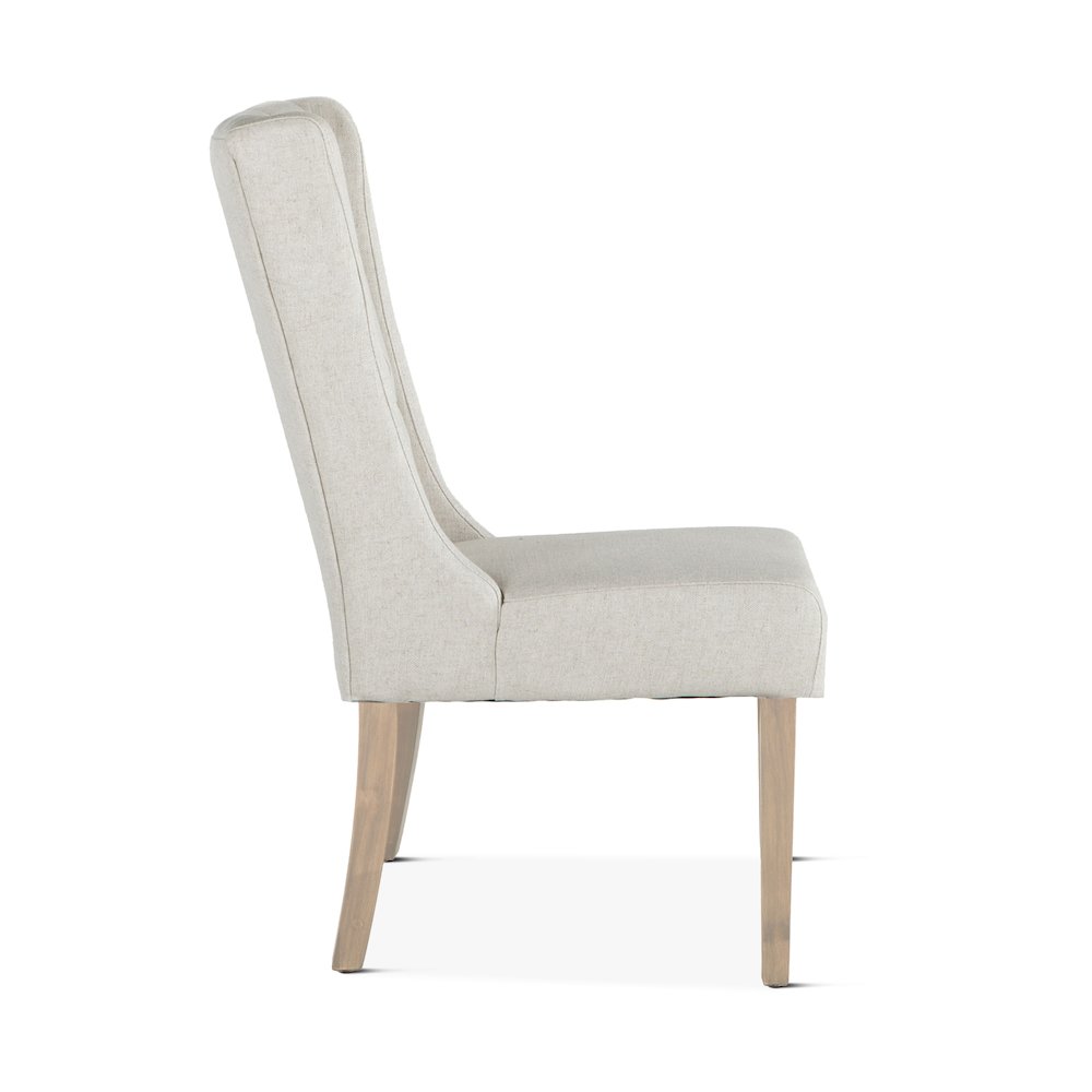 Chloe Off-White Linen Dining Chair With Napoleon Legs