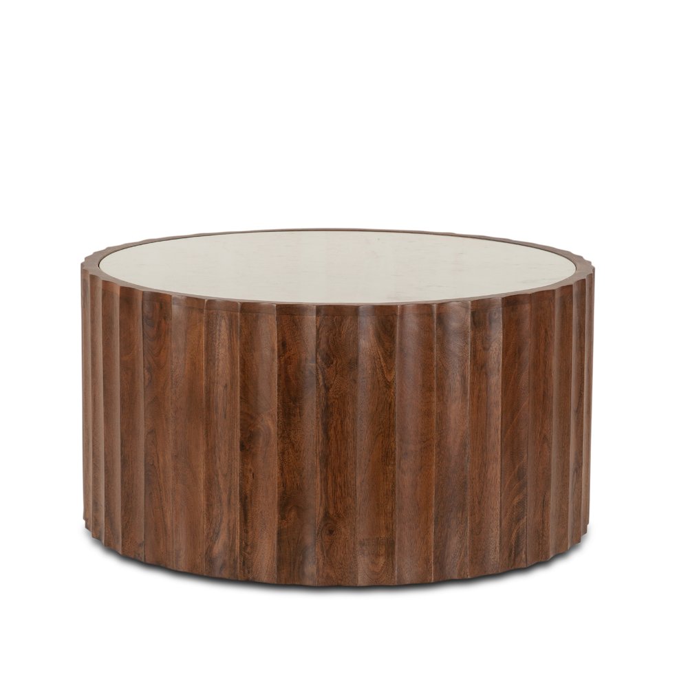 Lisbon Modern White Marble Coffee Table in Matte Brown