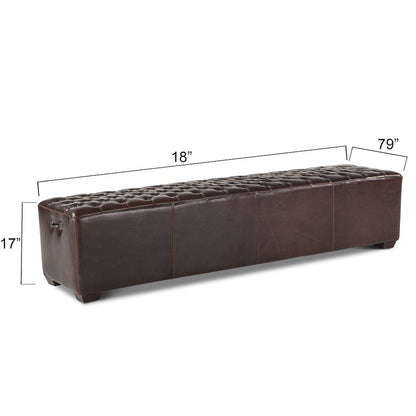 Arabella 79" Bench in Brown Leather