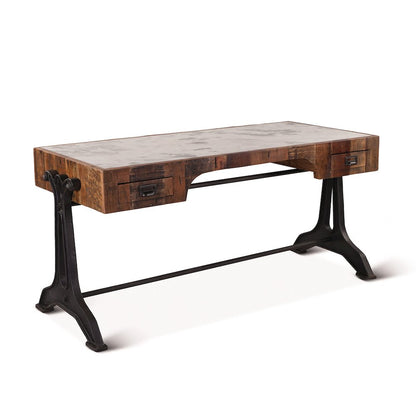 Melbourne Office Desk  in Teak Wood with Natural Marble Inlay