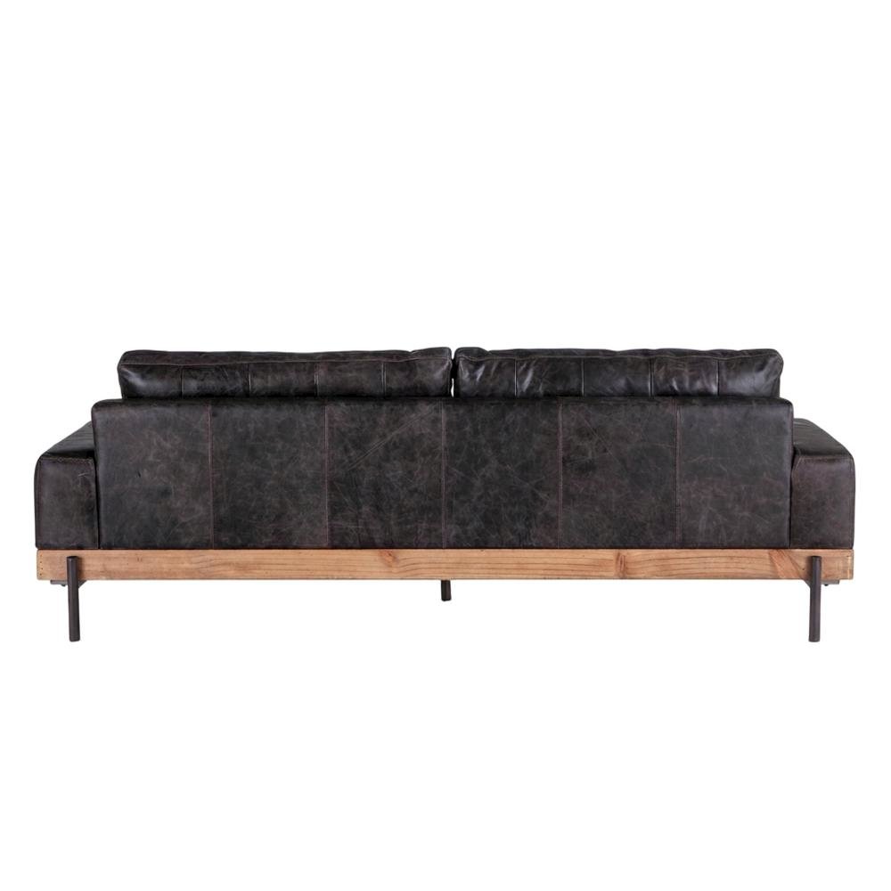 Leather Upholstered Sofa with Distressed Finish, Modern Couch, Antique Zinc