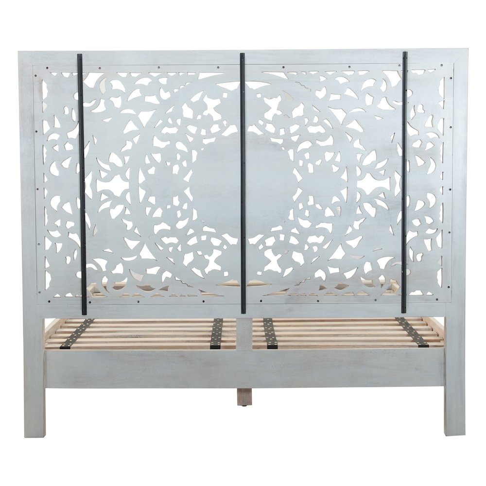 Haveli King Bed in Carved Heirloom White