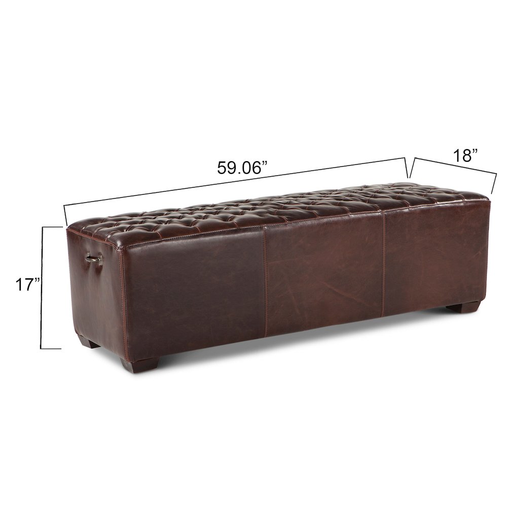 Arabella 59" Bench in Brown Leather